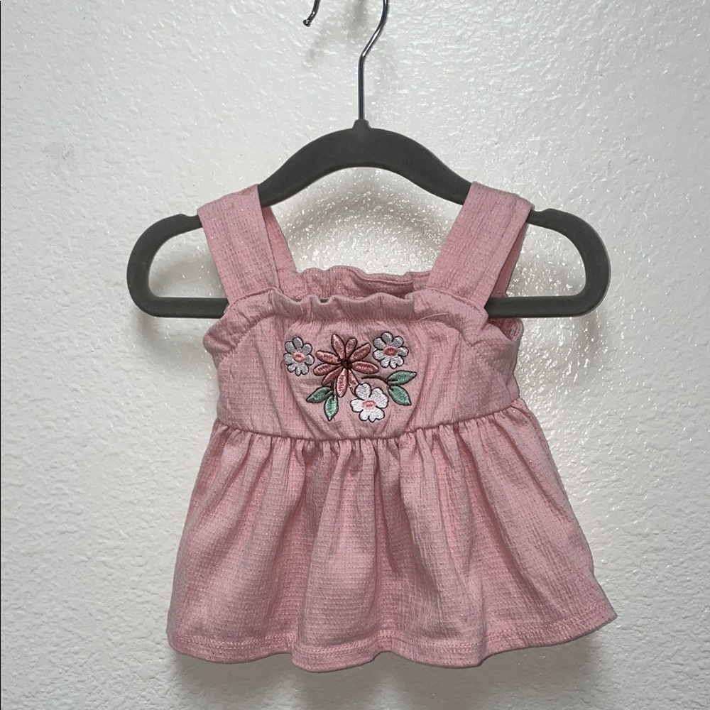 Little Lass Pink Baby Dress with Floral Embroidery 0-3 Months